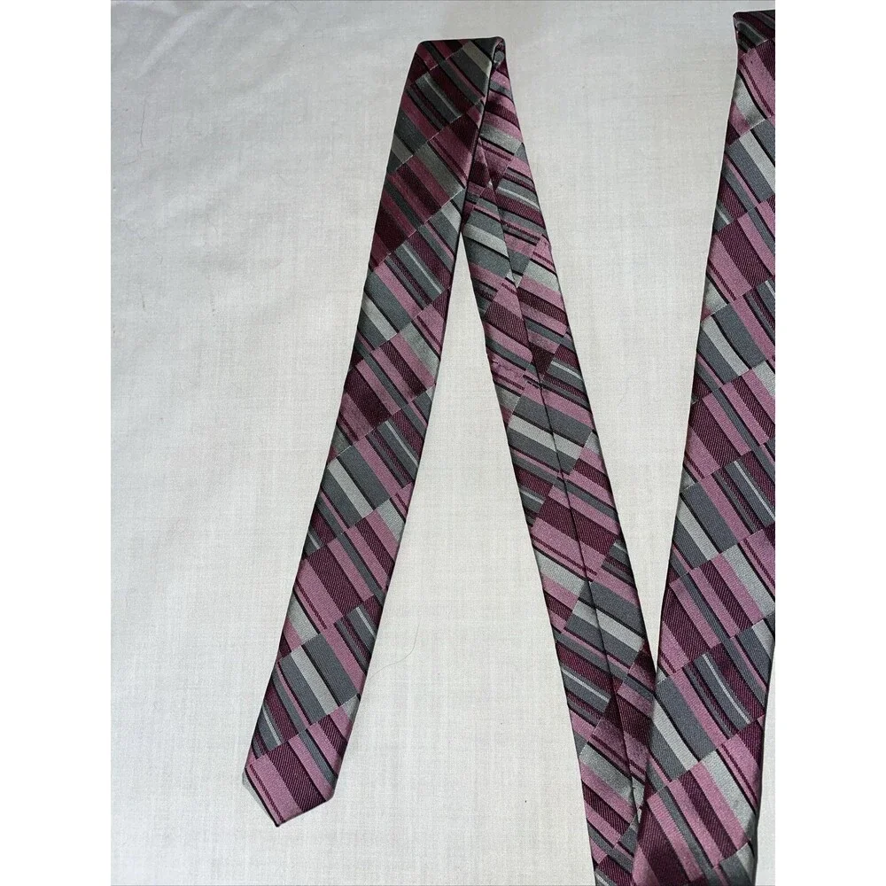 David Taylor Dress Tie Men’s Size 56” Pink Gray 100% Polyester Formal